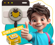 Тестирование & Vibe Debug. Охотники за багами - КИБЕРшкола программирования для детей, компьютерные курсы для школьников, начинающих и подростков - KIBERone г. Архангельск